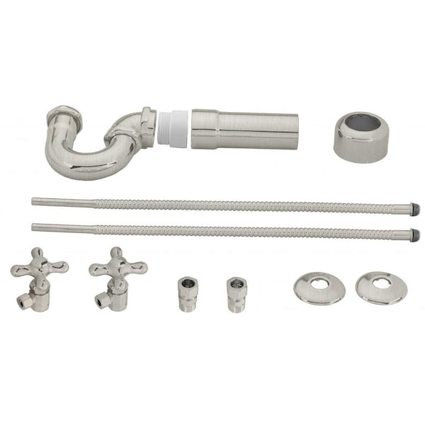 Westbrass LA-Style Pedestal Lavatory Kit - Cross Handles in Satin Nickel D1638L-07 - main